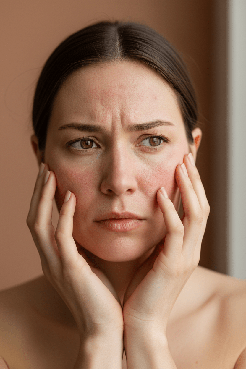 Damaged skin Barrier women holding face what is happening with my skin barrier