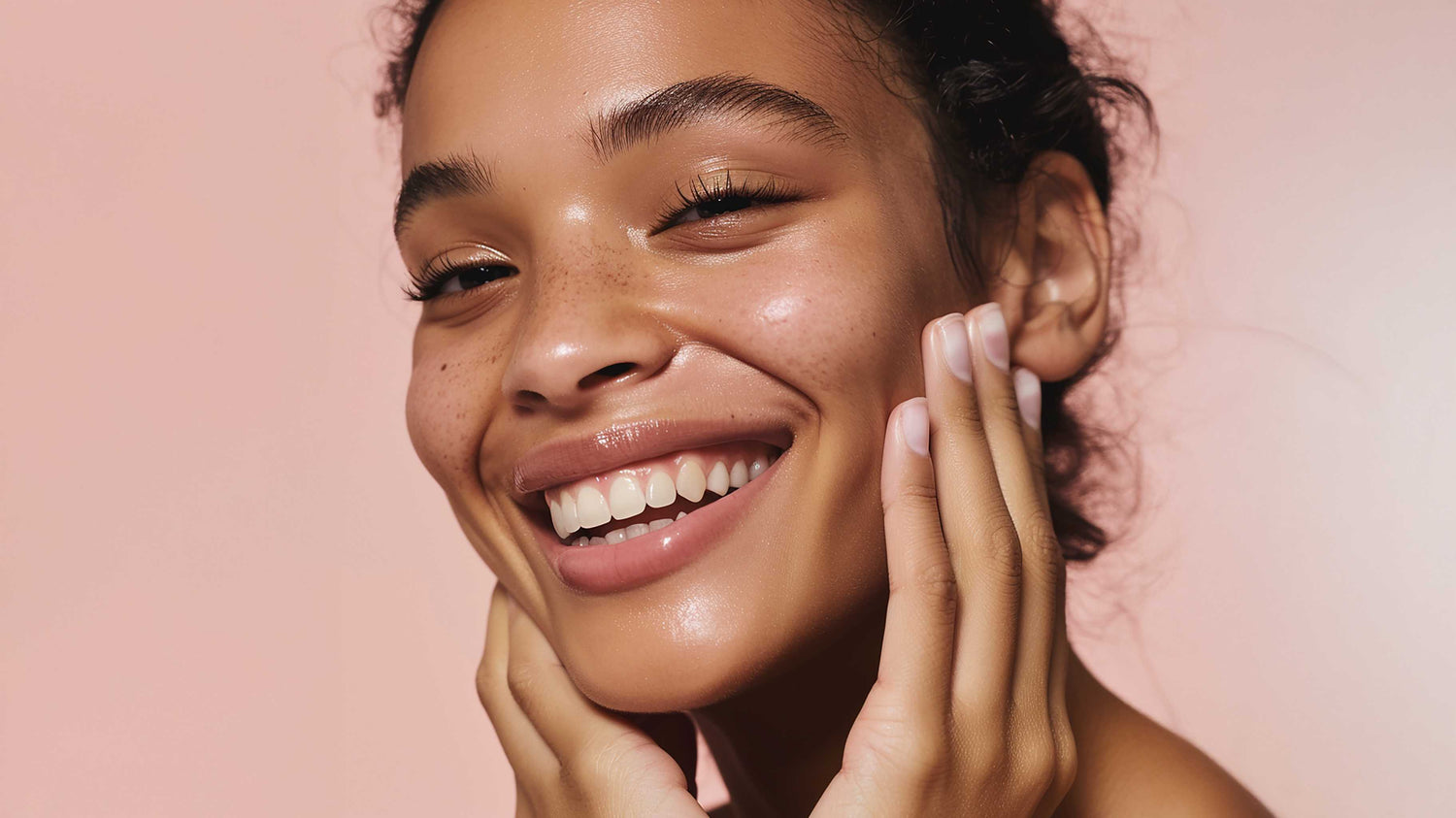 Woman with naturally healthy, hydrated skin
